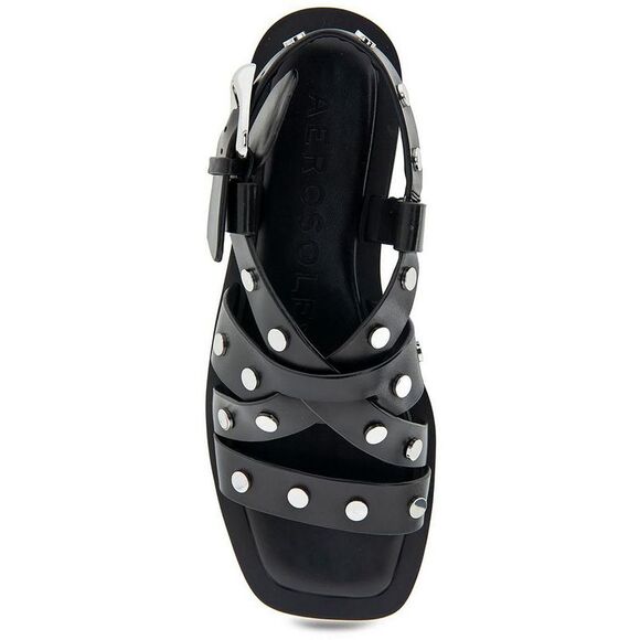 Aerosoles Womens St. Clair Black Leather Studded Slingback Sandals Shoes NWT - Picture 3 of 3